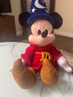 Disney Sorcerer Mickey Plush - Blue Hat, Red Robe, Brown Shoes with Tags